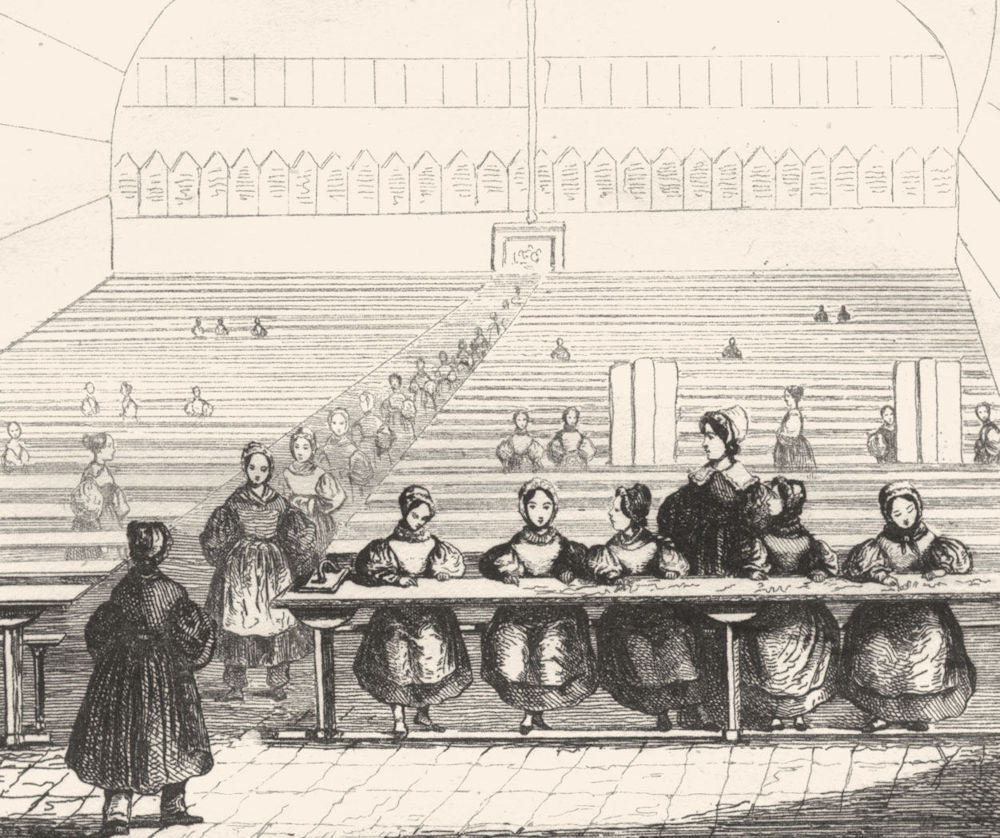 FRANCE. Ecole dénseignement mutuel 1835 old antique vintage print picture